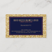 金ゴールドFAXグリッターと黒とコーラルレッドのアクセント 名刺 (裏面)