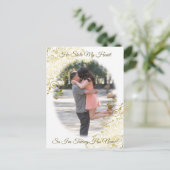 金ゴールドFiligree彼は日付を保存して私のハートを盗んだ シーズンポストカード (スタンド正面)