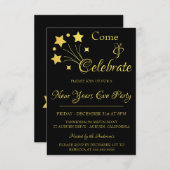 金ゴールドFireworksの新年パーティー 招待状 (正面/裏面)