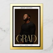 金ゴールドFrameD Grad University写真卒業 箔招待状 (正面)