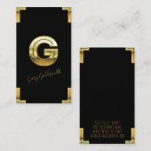 金ゴールドGイニシャル及び縁どビジネスカード 名刺 (正面/裏面)