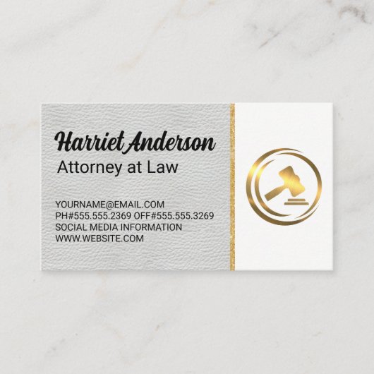 金ゴールドGavelロゴ |法律 予約カード (正面)