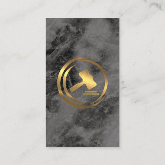金ゴールドGavelロゴ | 法律 | 黒大理石 予約カード (正面)
