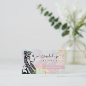 金ゴールドGemstone Braider Braid Stylist名刺 名刺 (スタンド正面)