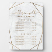 金ゴールドGeometric White Marble Price Listメニュー フォトプラーク (正面)