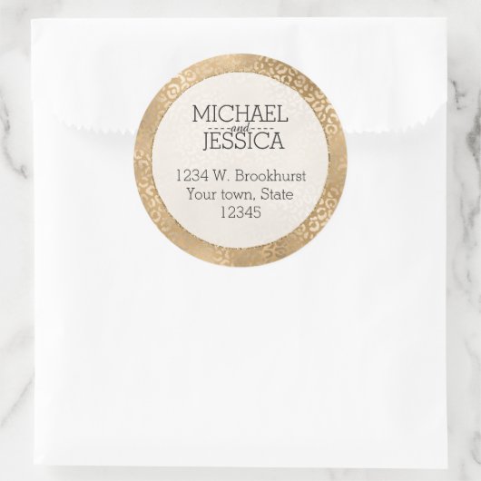 金ゴールドGlam Leopard印刷アドレパーソナライズされたス ラウンドシール (バッグ)