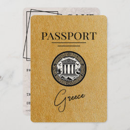 金ゴールドGreece Passport日付カードの保存 セーブザデート