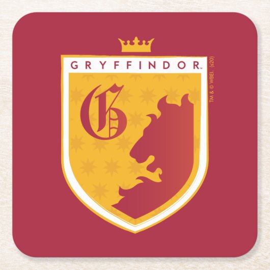 金ゴールドGRYFFINDOR™王冠クレスト スクエアペーパーコースター (正面)