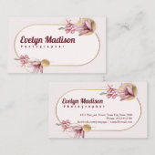 金ゴールドgys6548のピンクのamaryllisパターン 名刺 (正面/裏面)