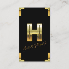 金ゴールドHイニシャル及び縁どビジネスカード 名刺