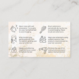 金ゴールドHair Extensionsアフターケアカード  名刺