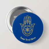 金ゴールドHamsaアウトラインボタカスタマイズン 缶バッジ (正面&裏面)