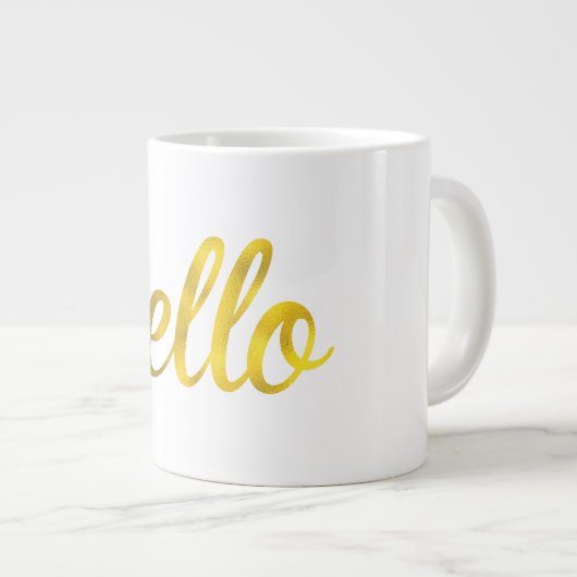 金ゴールドhelloタイポグラフィmag ジャンボコーヒーマグカップ (正面右)