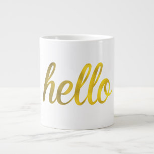 金ゴールドhelloタイポグラフィmag ジャンボコーヒーマグカップ