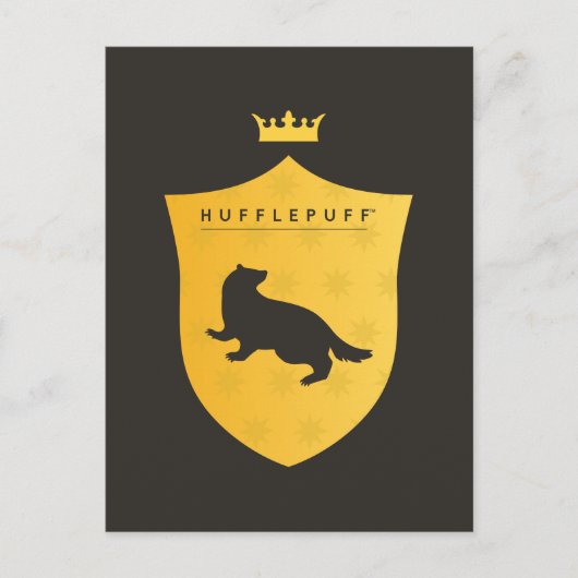 金ゴールドHUFFLEPUFF™クラウン付きクレスト インビテーションポストカード (正面)
