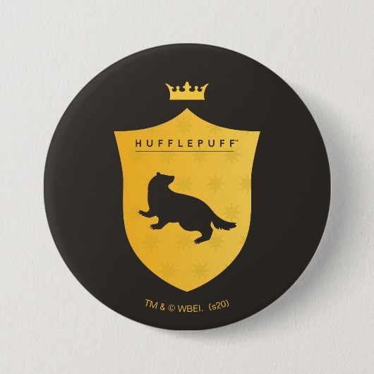 金ゴールドHUFFLEPUFF™クラウン付きクレスト 缶バッジ (正面)