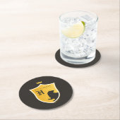 金ゴールドHUFFLEPUFH™の輪郭付きクレスト ラウンドペーパーコースター (インサイチュ)