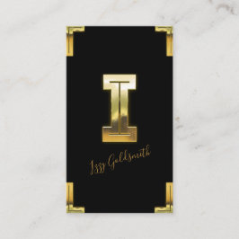 金ゴールドIイニシャル及び縁どビジネスカード 名刺