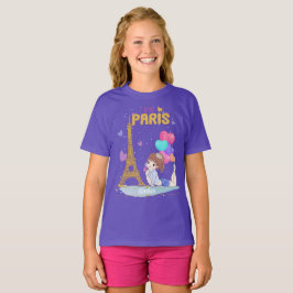 金ゴールドIラブパリエッフェルタワー  Tシャツ