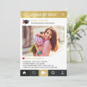 金ゴールドInstagramフレーム写真の卒業発表 招待状 (スタンド正面)