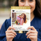 金ゴールドInstagramフレーム写真の卒業発表 招待状