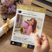 金ゴールドInstagramフレーム写真の卒業発表 招待状