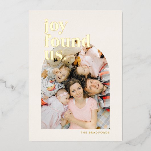 金ゴールドJoyが私たちのアーチ写真を見つけた 箔シーズンカード (正面)