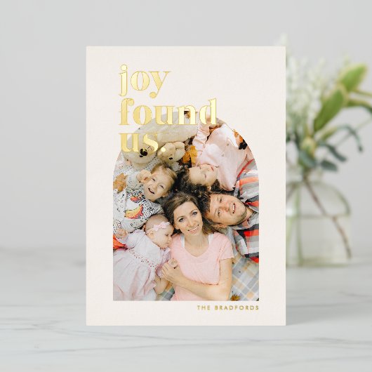 金ゴールドJoyが私たちのアーチ写真を見つけた 箔シーズンカード (立ち正面)