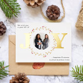 金ゴールドJOYチームフォトフォイルクリスマスカード 箔シーズンカード