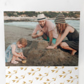 金ゴールドJOYフォト数々のホリデーホリディトリフォールドホリデーカード 三つ折りクリスマスカード (内部最初)