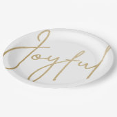 金ゴールドJOYFULホワイト・クリスマス ペーパープレート (アングル)