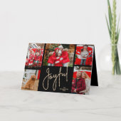 金ゴールドJOYFUL 5写真折り畳みブラッククリスマス シーズンカード (正面)