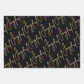 金ゴールドJOYFUL on Black ラッピングペーパーシート (正面2)