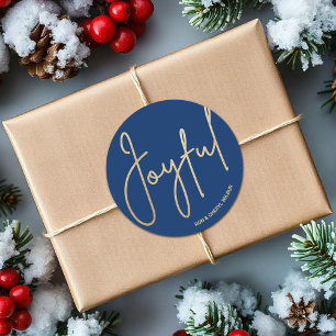 金ゴールドJOYFUL on Blue Chrimas ラウンドシール