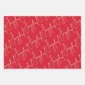 金ゴールドJOYFUL on Red ラッピングペーパーシート (正面)