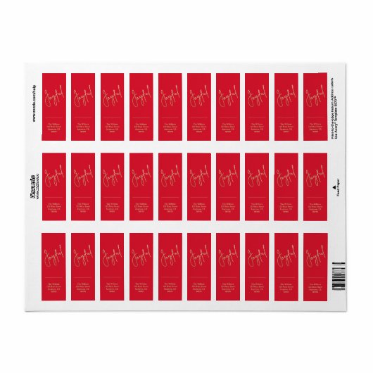 金ゴールドJOYFUL on Red Christmas差出人住所 ラベル (フルシート)