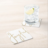 金ゴールドJOYFUL on White Chrimas スクエアペーパーコースター (インサイチュ)