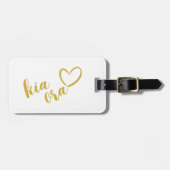 金ゴールドKIA ORA AOTEAROA NZハートラブニュージーランド ラゲッジタグ (正面横)