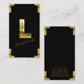 金ゴールドLイニシャル及び縁どビジネスカード 名刺 (正面/裏面)