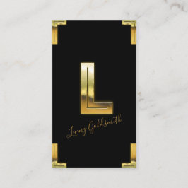 金ゴールドLイニシャル及び縁どビジネスカード 名刺