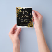 金ゴールドLACEブラックオールインワンウェディング日付を保存 チラシ (手)