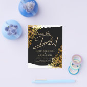 金ゴールドLACEブラックオールインワンウェディング日付を保存 チラシ (シングル)