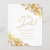 金ゴールドLACE予算オールインワンウェディング日付の保存 (正面/裏面)