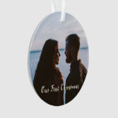 金ゴールドLet it Snow初めてのクリスマス写真 オーナメント (正面)