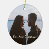 金ゴールドLet it Snow初めてのクリスマス写真 セラミックオーナメント (左)