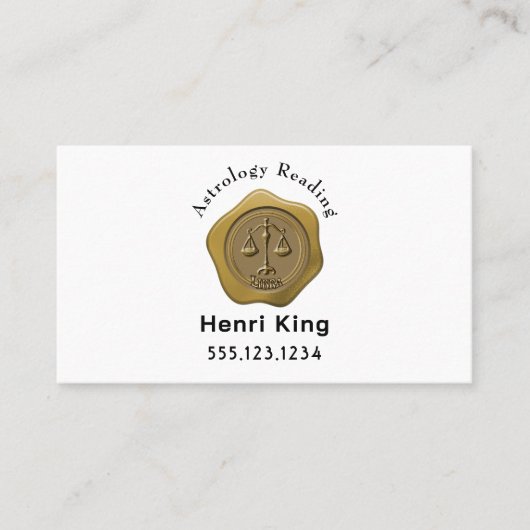 金ゴールドLibra Seal Coin & QR Code Astrology 名刺 (正面)