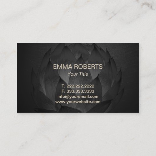 金ゴールドLotusロゴエレガントブラックフローラ 名刺 (裏面)