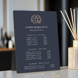 金ゴールドLotus Wellnessスパの価格/サービスの表示 フォトプラーク