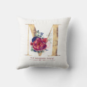 金ゴールドMモノグラムフローラブルゴーニュレッドアンドネイビーブルー クッション (裏面)