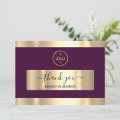 金ゴールドMarsala Thank You Insert Card Logo 招待状 (スタンド正面)